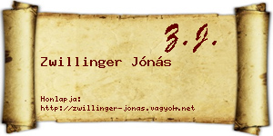 Zwillinger Jónás névjegykártya
